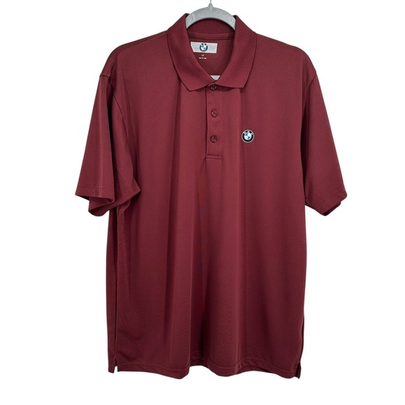 BMW Men's Golf‎ Polo Shirt Burgundy Large Short Sleeve Logo Casual Top